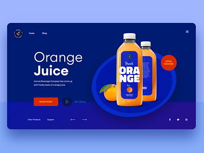 Orange Juice Webdesign - Version 2 blue clean concept landing orange juice uidesign uiu uiux webdesign webdesigner webpage