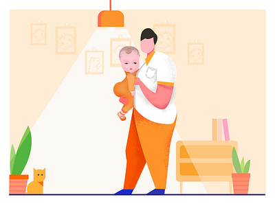 Father and the baby illustration