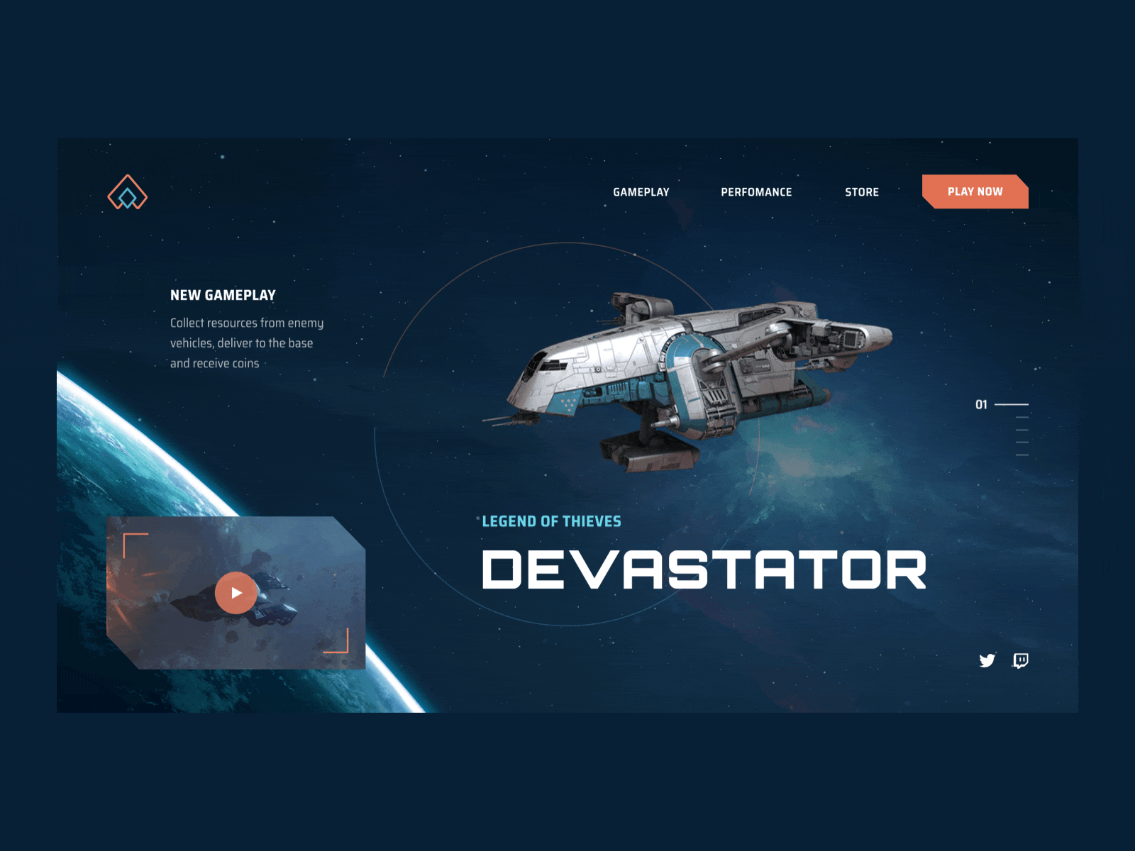 Promo Concept for Spaceship in Game Store concept design game landing promo ship space ui web website