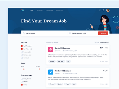 Job Search Platform filter job job application job board job list job search search ui ux uxui web webapp