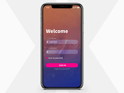 Sign up app design