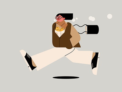 Running girl with fish breads design drawing fish bread flat girl glasses graphic design iconic illustration minimal people illustration person photoshop running simple vector winter