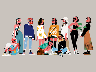 Fashion girl 2d character characters drawing flat funky girl graphic design illustration people illustration photoshop