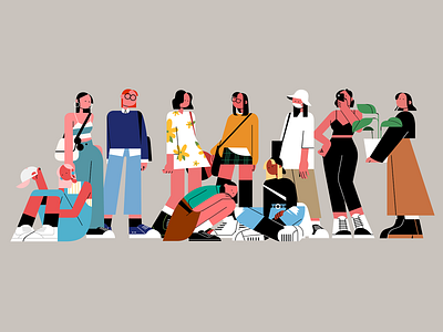 Simple Fashion girls character drawing flat girl graphic design iconic illustration people illustration simple ui