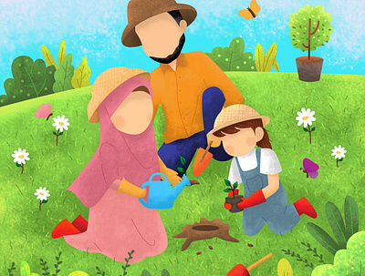Gardening with Family book children childrenbook illustration islamic kids muslim