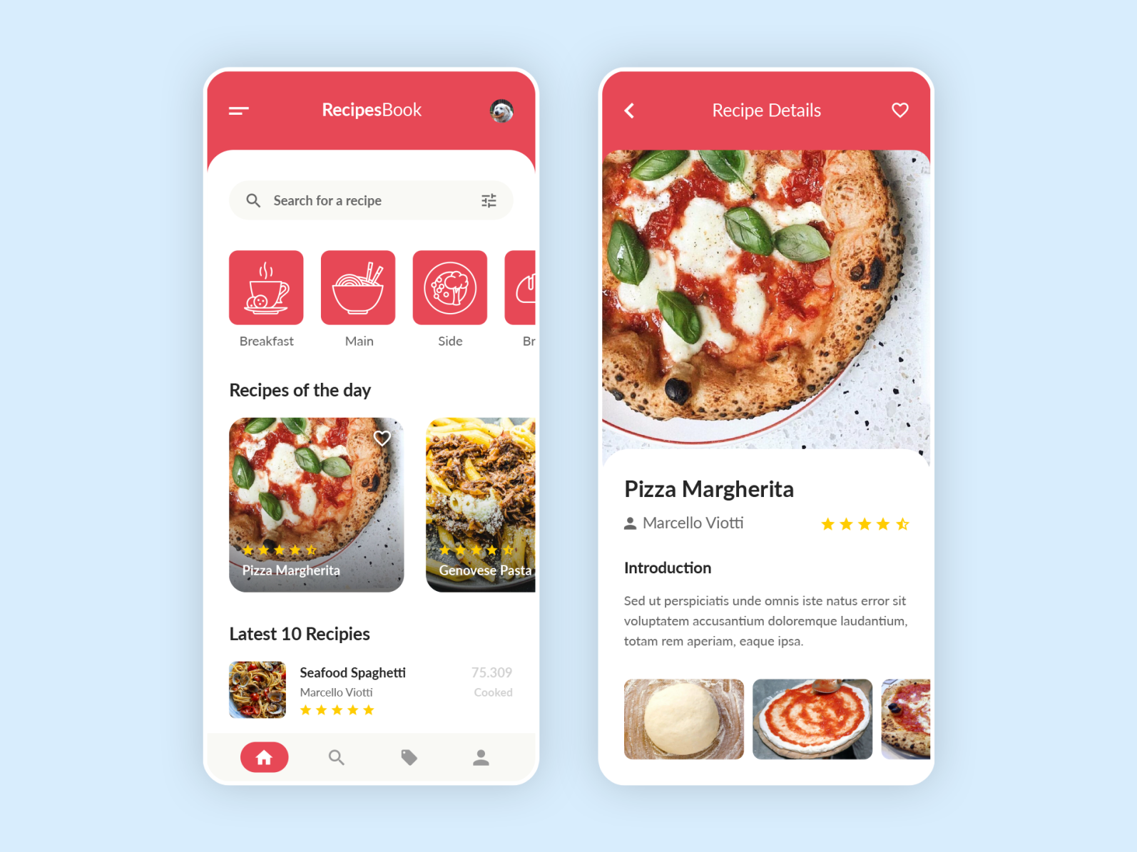 RecipeBook - Food Recipes Mobile App - UI by Marcello Viotti on Dribbble