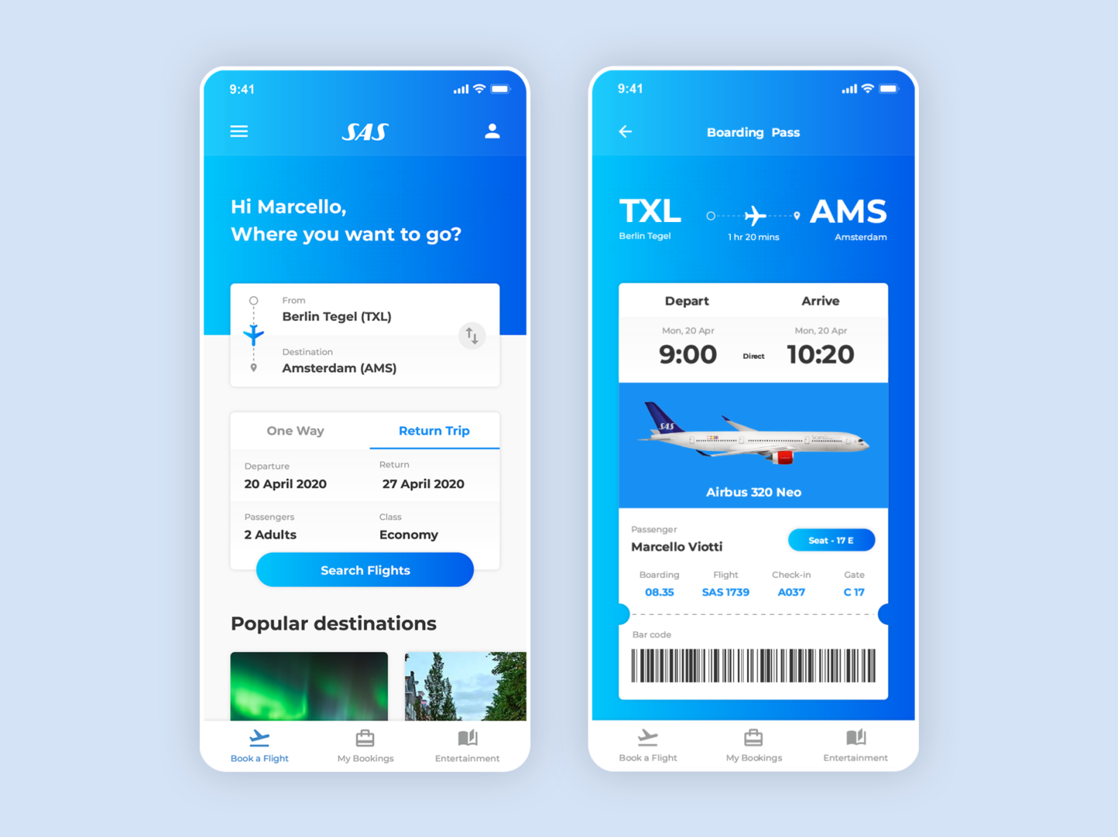 Scandinavian Airlines Mobile App Redesign (Part 1) by Marcello Viotti ...