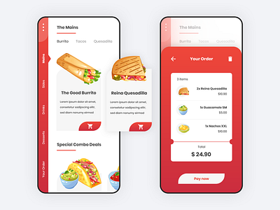 Mexican Food Delivery App UI Design adobe xd android app design app concept app design app ui app ui ux concept food app food delivery app ios app design mexican food mobile app prototype take away ui user interface design ux visual design web ui wireframe design