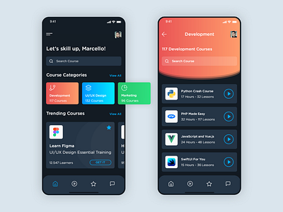 Modern ELearning App - User Interface adobe xd android app app concept app design app ui app ui ux concept course app elearning ios app mobile app design modern design pluralsight prototype udemy ui ui kit ui ux ux visual design