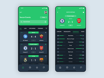 Livescore Football App - UI Design