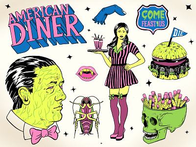 Creepy American Diner adobe illustrator concept illustration design graphic design illustration illustrator vector illustration