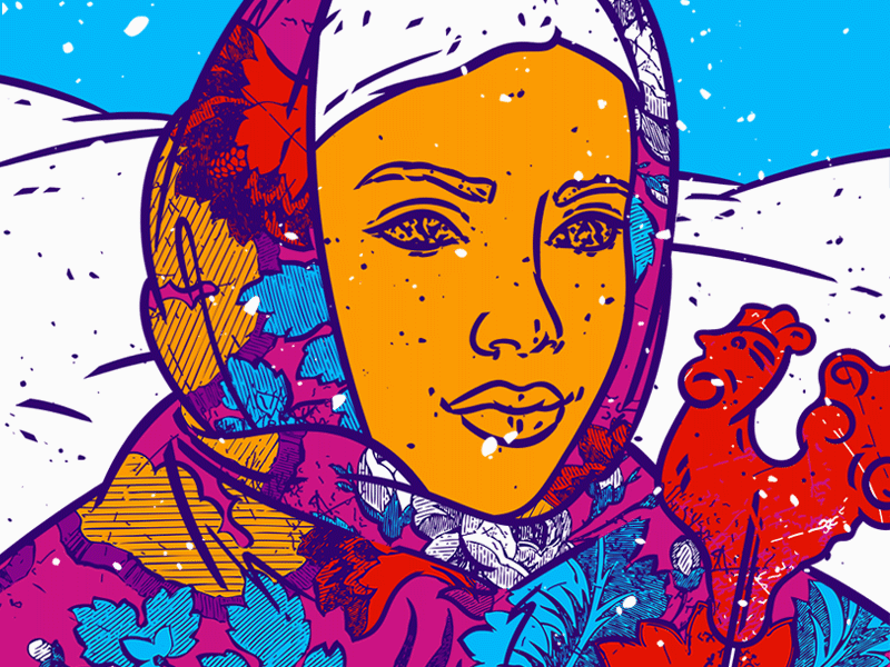 Russian beauty beautiful woman cold female illustration female portrait gif gif animated gif art illustration illustration art mood north pattern pop art retro illustration russia russian girl snow snowflake winter woman drawing