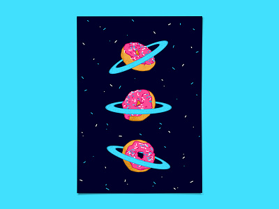 Sugar rings of Saturn astronomy cosmic donut doughnuts food galaxy humour illustration pop art sugar