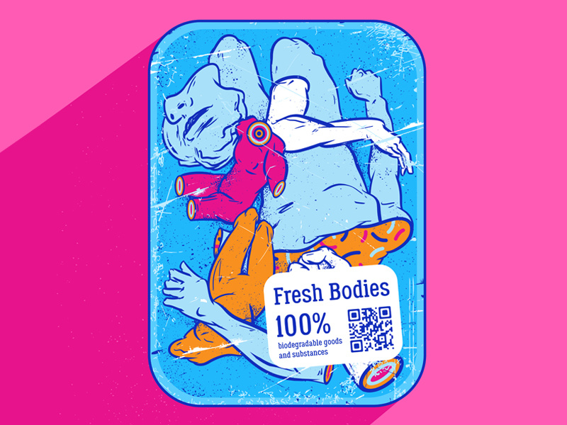 Fresh bodies bio package humour idea creative pink surrealism pop art illustration pop-art