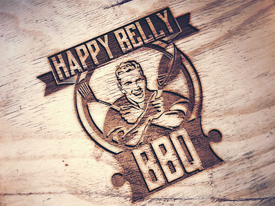 Happy Belly BBQ - Restaurant logo (concept) happy belly bbq logo logo concept logo design restaurant logo wood mockup