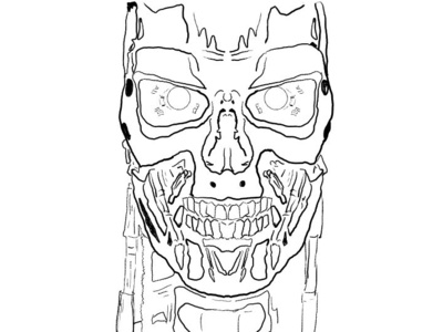 Terminator Exo Skeleton black and white comic comic art comic book art cyber punk design exo skeleton face illustration in progress line art machine minimal sci fi sci fi sciart skeleton sketch sketchbook terminator