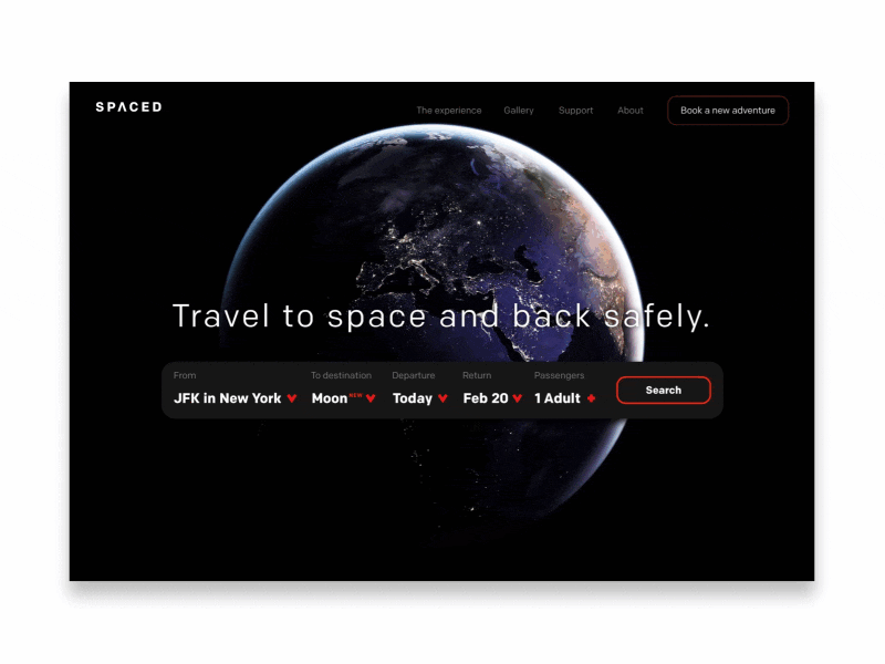 Entry for SPACED challenge animation black book challenge concept dark minimal planet space spaced spacedchallenge unsplash website white