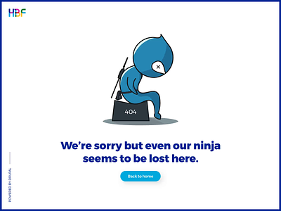 404 Ninja 2d 404 animation box cartoon character clean drupal error fun illustration mascot ninja not found page sad sitting sketch ui website