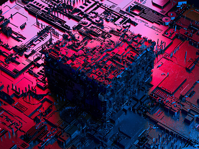 The Industrial Matrix abstract art c4d cinema 4d cinema4d city complicated concept cube displacement experiment futuristic jspacement map rectangle sci fi spikes square texture wallpaper
