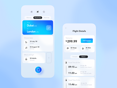 The Concept for the Search Flights App app clean ui flight gradient mobile search ticket