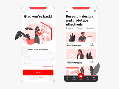 UX Courses app application illustration login mobile ui ux welcome screen