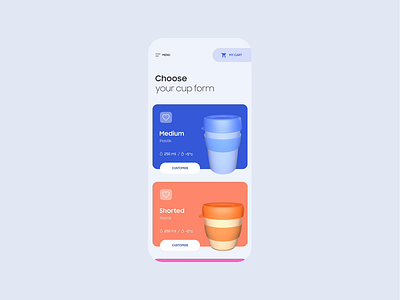 Coffee cup customizer UI 3d after effects animation c4d cards cinema 4d cup customization eco icons list mobile product scroll slider ui
