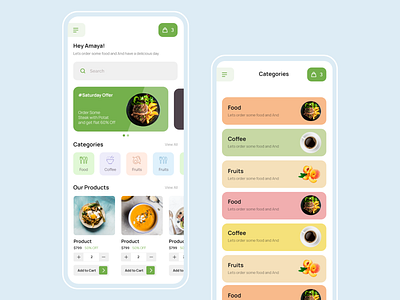 Food Delivery App app application colorfull food food and beverage food and drink food app food app ui food art food delivery food order food ordering food ordering app