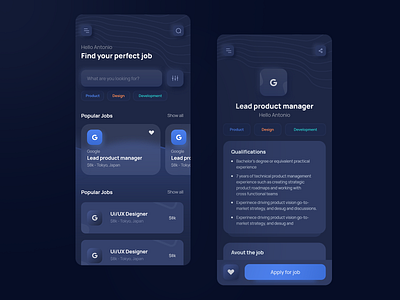 Recruitment Application - Dark UI dark ui