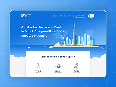 Insurance Website Landing Page blue dubai insurance company landing page vector