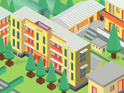 Isometric Illustration Of My College building college isometric isometric art school top view