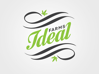 Ideal Farms branding cannabis farm kush leaf logo mary jane ornaments typography