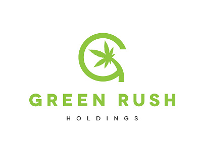 Green Rush branding bud kush leaf logo marijuana palm tree weed