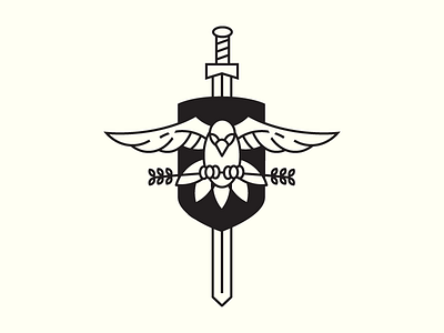 Rare Breed Logo branch branding cross dove leaf logo shield sword