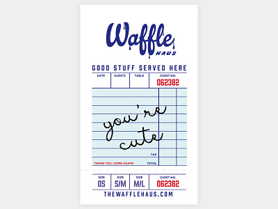 Waffle Haus Hang Tag clothing tag diner guest check hang tag logo waffle