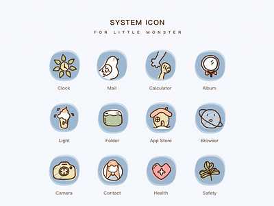 For Little Monster app cute design hand painted icons illustration photoshop sketch ui ux