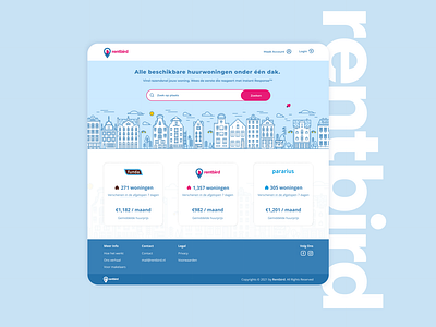 Landing Page Design amsterdam design dutch home house illustration landing landingpage netherlands redesign rent rental rentbird ui uiux web webdesign