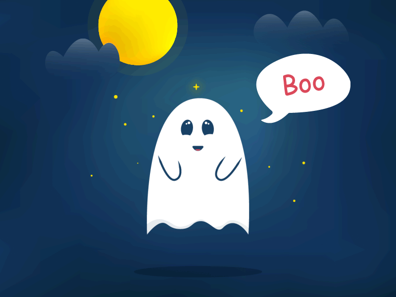Cute Ghost animation art boo character cute ghost gif halloween hounted illustration moon motion night