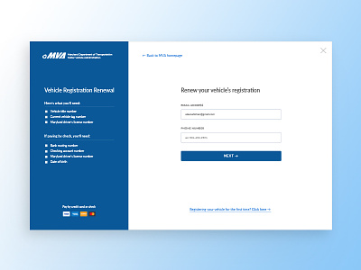 Sign in for the Motor Vehicle Administration Daily UI 001 dailyui dailyui001 form sign in sign up ui