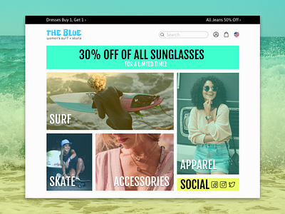 The Blue: Women's surf and skate Homepage