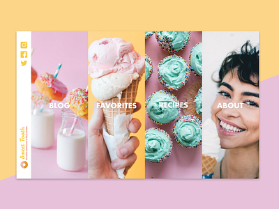 Dessert Blog blog blog design cake concept dessert donut homepage design ice cream layout pink web design website yellow