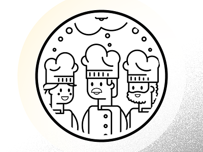 Tres Cocineros (WIP) beard chefs idea illustration line art lines mustache smile vector