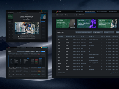 Care1 Tele-Eyecare Patient List dark dashboard dark ui dashboard dashboard ui eyecare medical telemedicine
