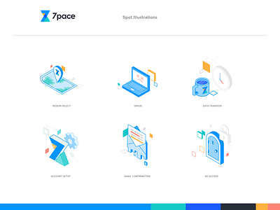 7pace Illustrations branding data design email error figma flat illustrations illustrator isometric isometric icons lines simple simple clean interface spot illustration transfer vector