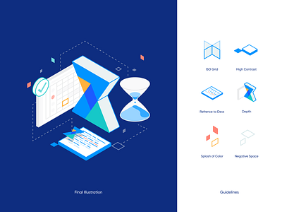 7pace Illustration Guidelines 7pace branding calendar charts clean code design developer figma graph graphic hourglass icons illustration isometric simple vector