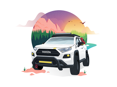 Toyota RAV4 TRD Pro camping illustration nature offraod rav4 toyota trd truck