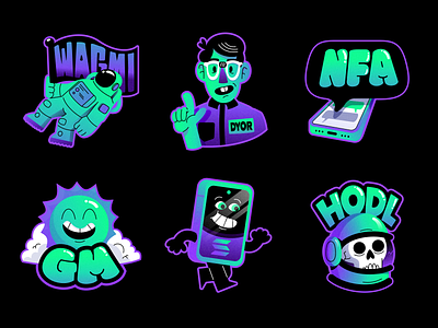 Solana Sticker Pack crypto design digitalart figma graphic design hodl illustration nft procreate sticker pack stickers vector wagmi