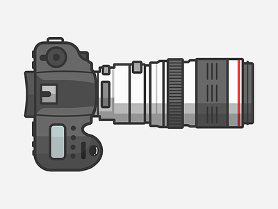 Lets Shoot! 5d camera canon dribbble flat grey illustration lens line lines simple white