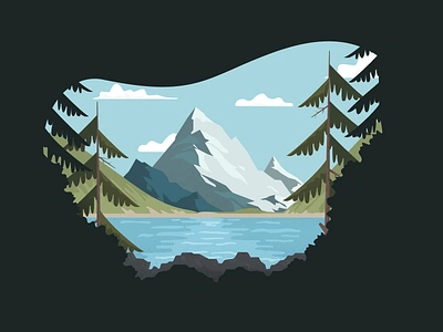 Mountains grain illustration simple