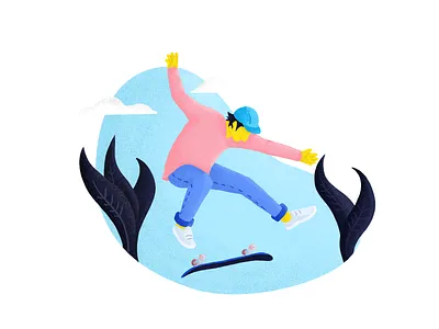 Skater Kickflip grain illustration kickflip people person skate skateboard