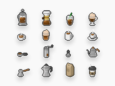 Pixel Coffee Icons coffee icons iconset pixel pixelart pixelated